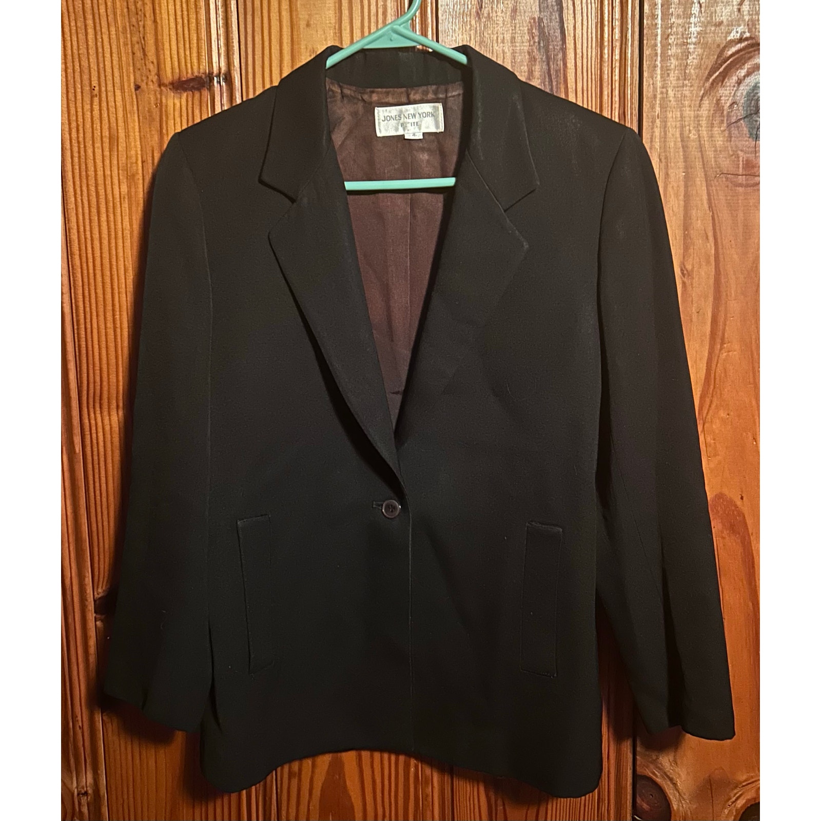 Women’s Black Jones New York Blazer Moto Minimalist Classic Size 4